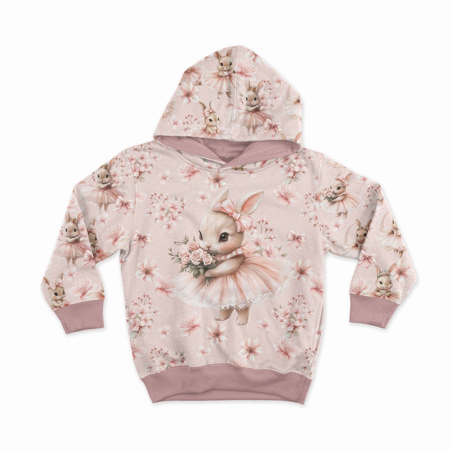 Image avec jersey bouclé en coton - lapins ballerines dans les fleurs 250 g/m² | Design - 15 – disponible chez Šarlotes audumi