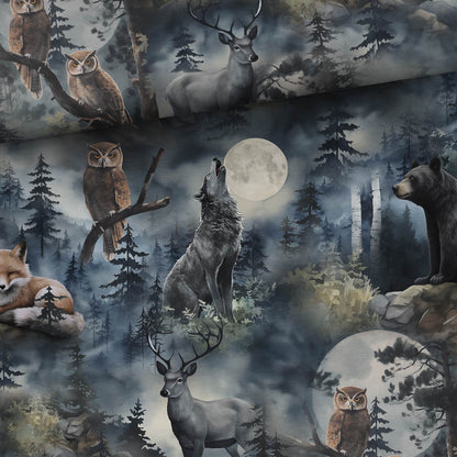 Image avec maille bouclée en coton - loup hurlant 250 g/m² – disponible chez Šarlotes audumi