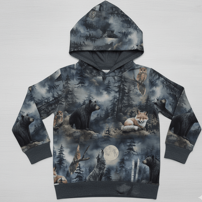 Image en jersey bouclette en coton - le loup hurlant 250 g/m² – disponible chez Tissus Charlotte