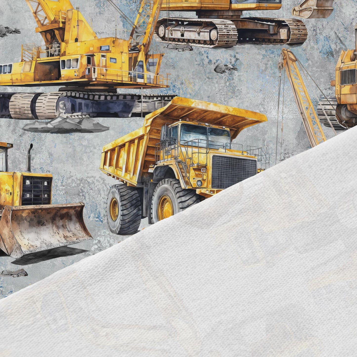 Vaizdas su medvilniniu kilpiniu trikotažu – galingi savivarčiai akmens karjeruose, prieinama internetu Šarlotes audumi