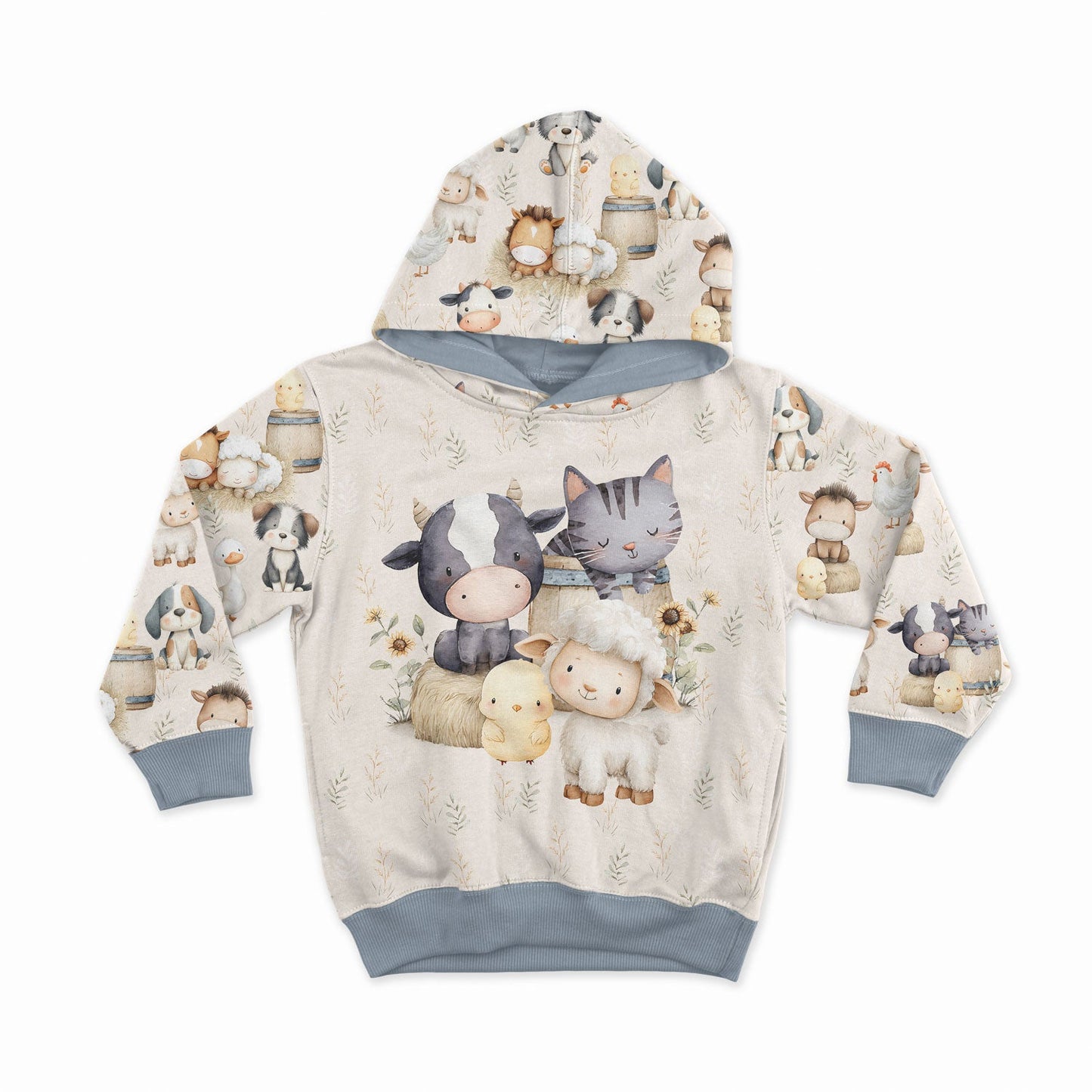 Image avec tricot bouclé en coton - joyeuse bande d’amis de la ferme 250 g/m² | Design - 02 – disponible chez Tissus Charlotte