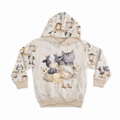Image en tricot bouclette en coton - joyeuse bande d'amis de la ferme 250 g/m² | Design - 02 – disponible chez Šarlotes audumi