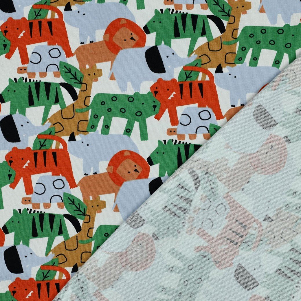 Attēls ar Kokvilnas cilpiņtrikotāža - koši zvēri 225 g/m² – pieejams Šarlotes audumi