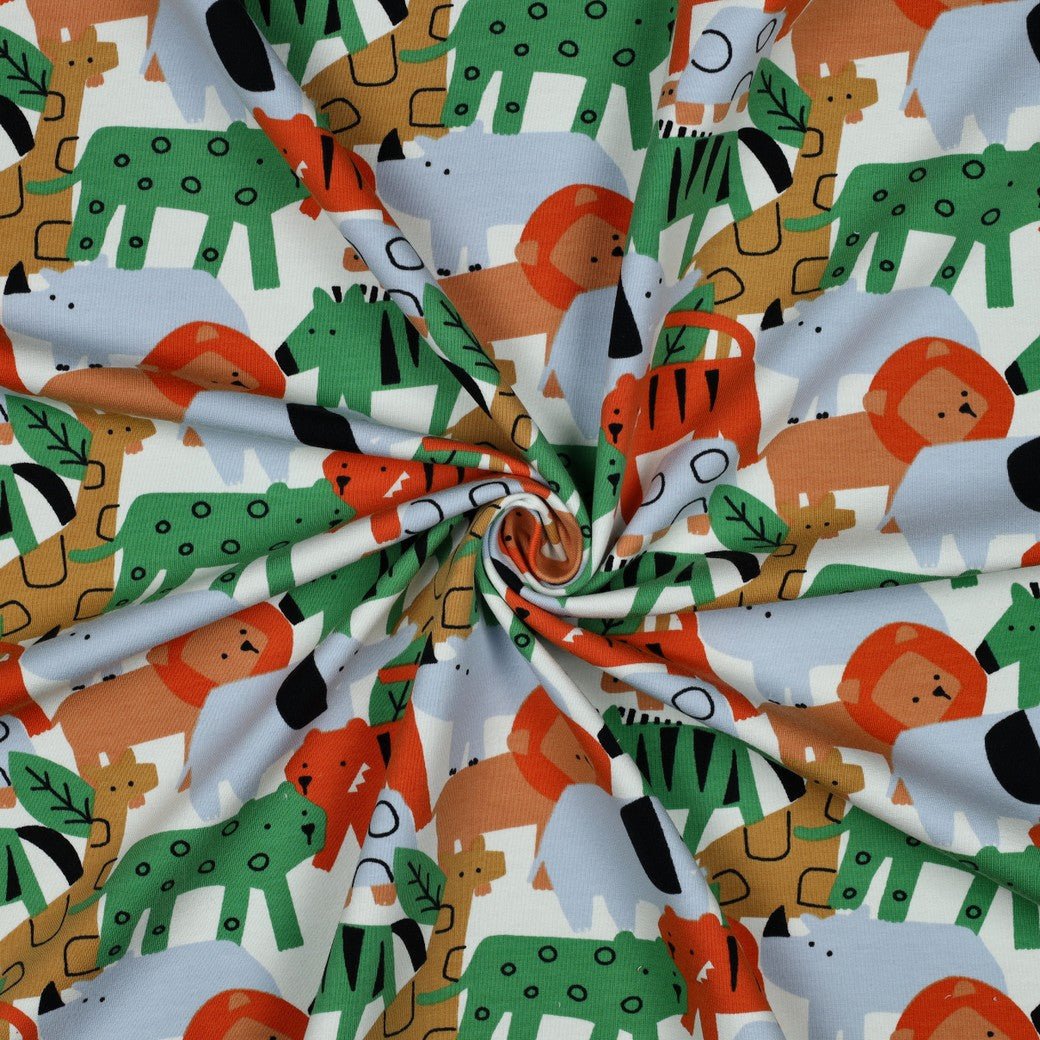 Attēls ar Kokvilnas cilpiņtrikotāža - koši zvēri 225 g/m² – pieejams Šarlotes audumi