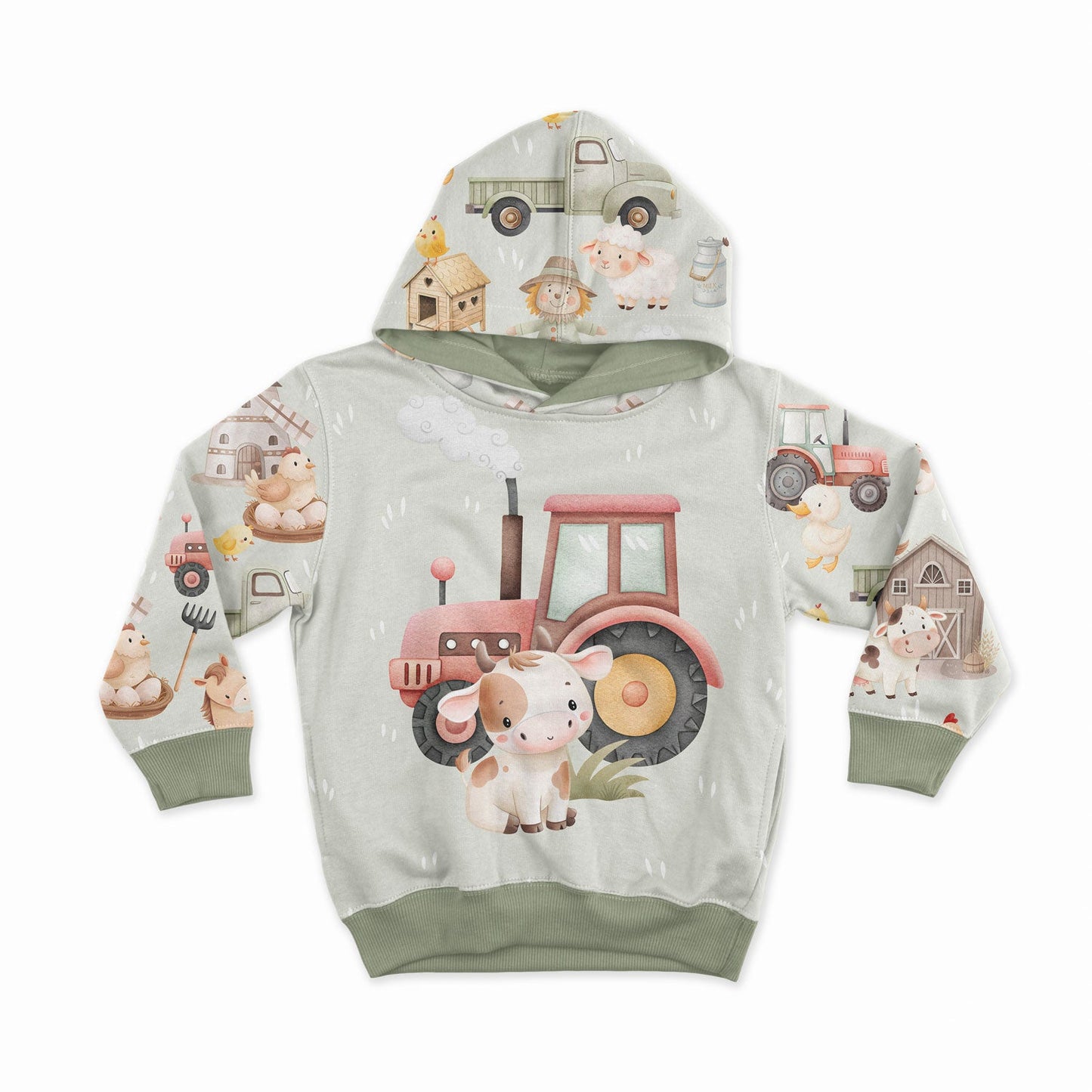 Image de tissu en coton jersey bouclé - vie à la ferme colorée 250 g/m² | Motif - 04 – disponible chez Šarlotes audumi
