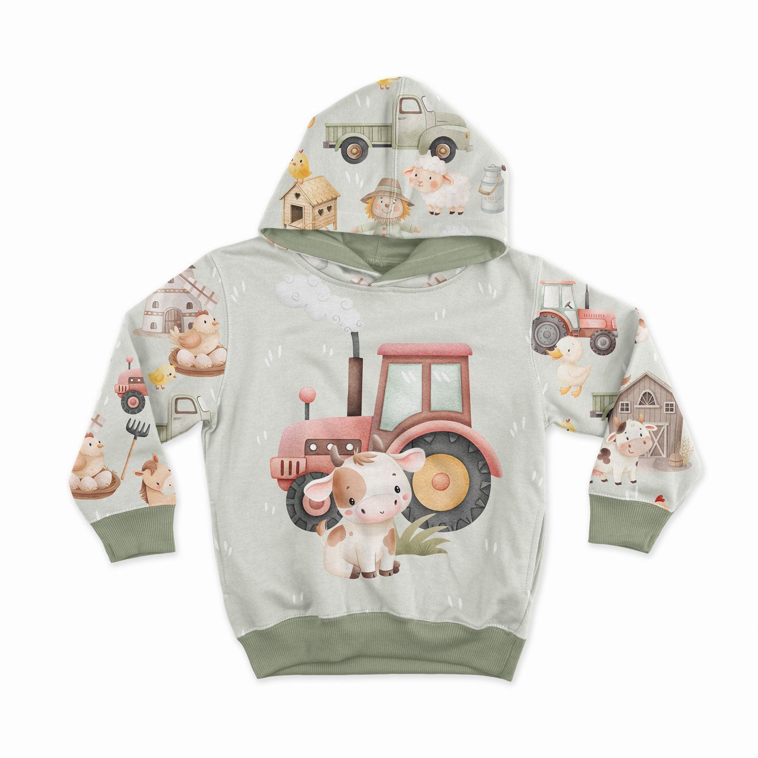 Image de tissu en coton jersey bouclé - vie à la ferme colorée 250 g/m² | Motif - 04 – disponible chez Šarlotes audumi