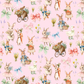 Attēls ar Kokvilnas cilpiņtrikotāža - trusīši uz rozā fona 250 g/m² – pieejams Šarlotes audumi
