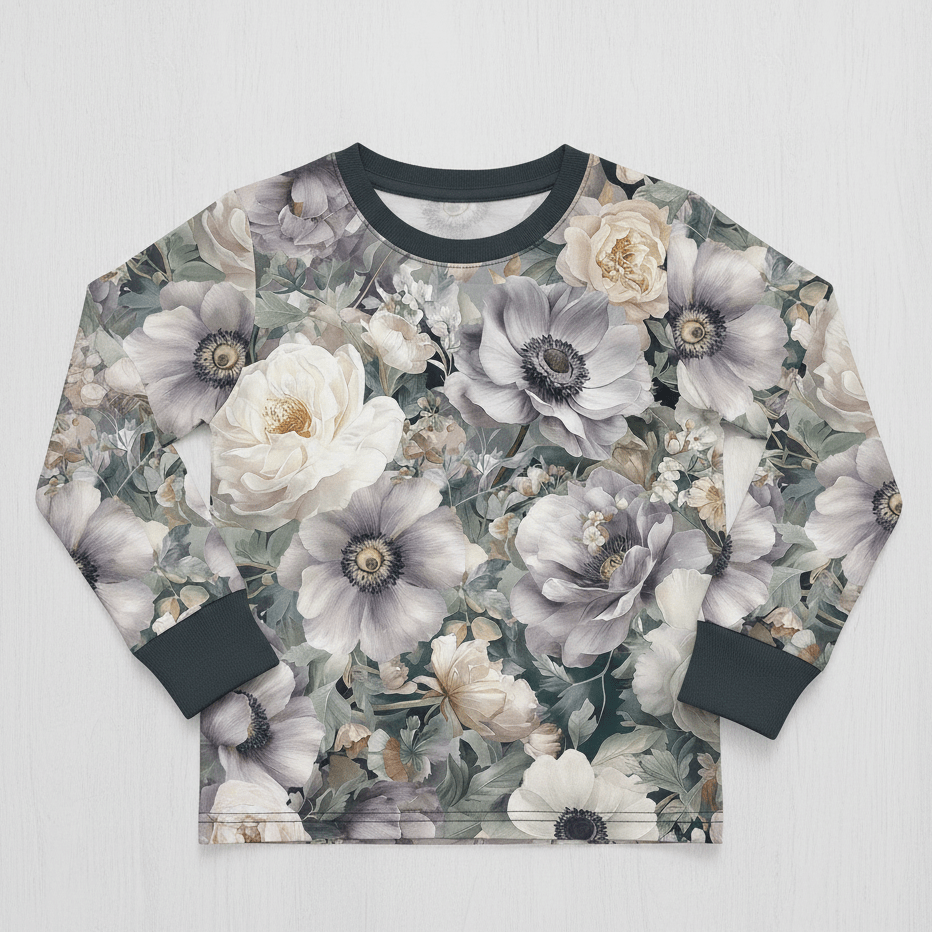 Attēls ar Kokvilnas cilpiņtrikotāža - Vintage Floral 250 g/m² – pieejams Šarlotes audumi