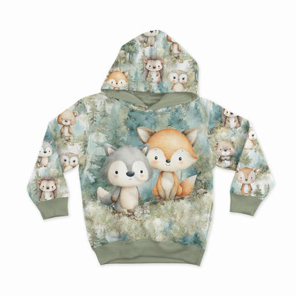 Image de tissu sweat en coton - amis de la forêt verte 250 g/m² | Motif - 17 – disponible chez Šarlotes audumi