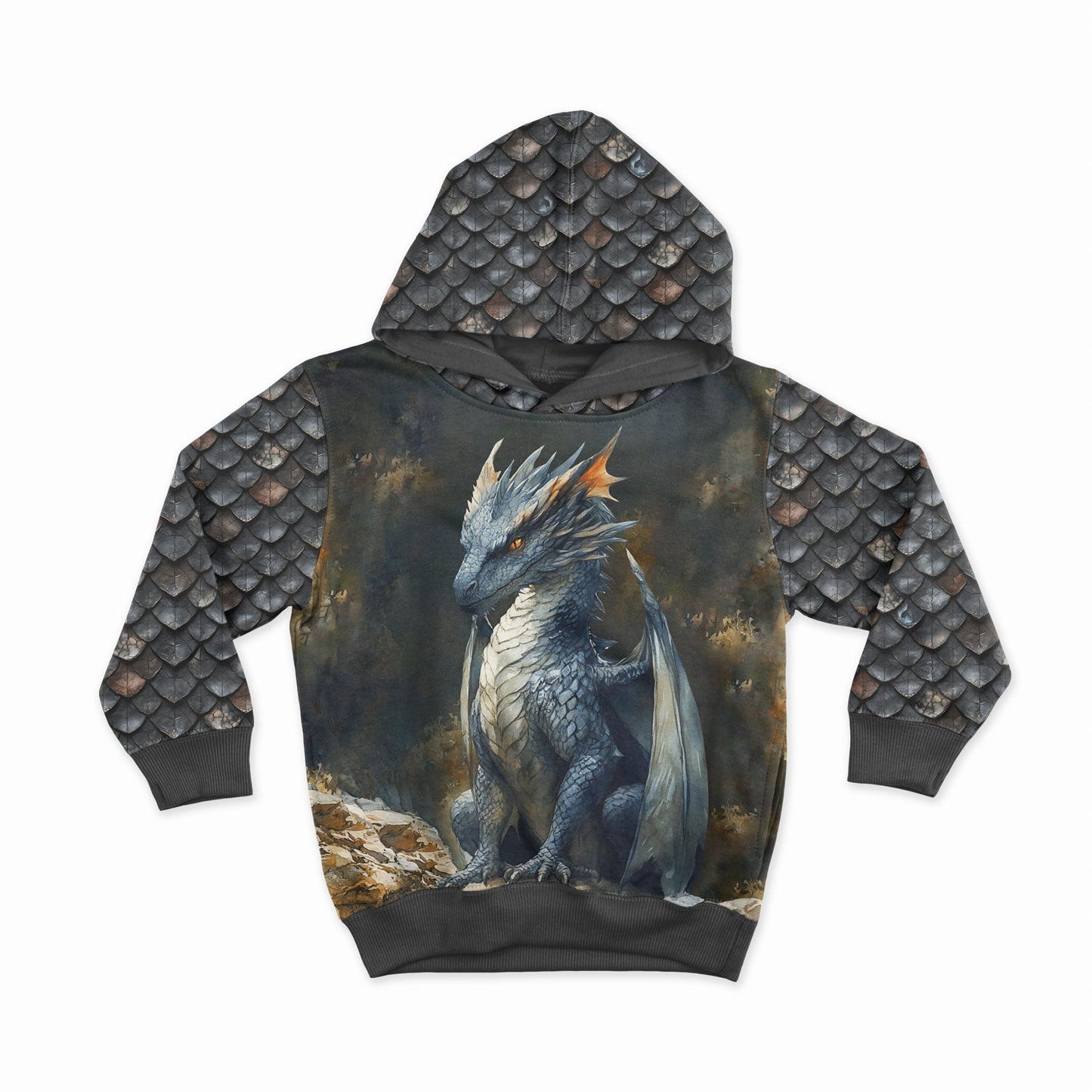 Image avec maille bouclette en coton - écailles de dragon bleues 250 g/m² | Design - 13 – disponible chez Šarlotes audumi