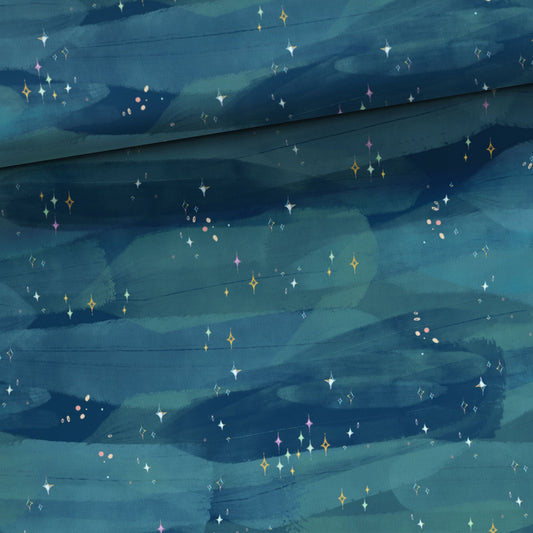 Attēls ar Kokvilnas cilpiņtrikotāža - zilās nakšņotās debesis 250 g/m² – pieejams Šarlotes audumi