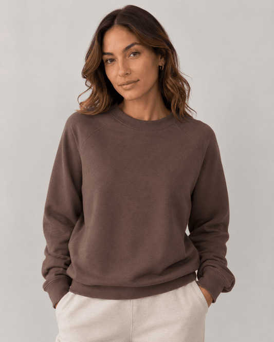 Image of cotton-lined knit fabric in cinnamon brown – available online at Šarlotes Audumi