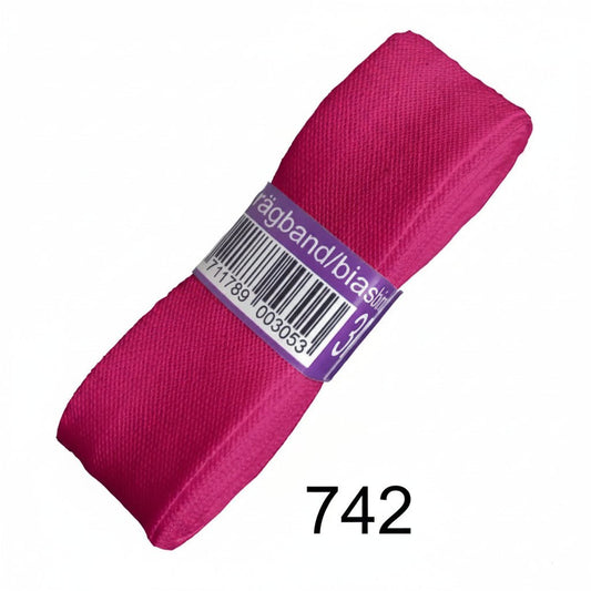 Attēls ar Kokvilnas slīpā diega lenta 20 mm - tonis 742 (3m iepakojums)fuksija – pieejams Šarlotes audumi