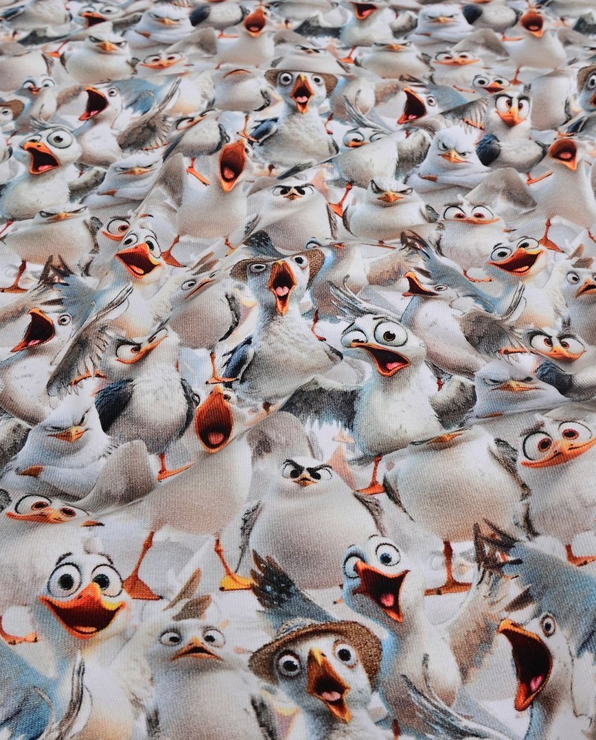 Attēls ar Kokvilnas trikotāža - ar mani atkal runā kaijas.... 200 g/m² – pieejams Šarlotes audumi