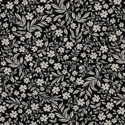 Image de jersey de coton - fleurs blanches sur fond noir, 200 g/m² – disponible chez Šarlotes audumi