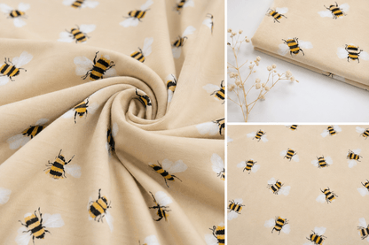 Image avec jersey de coton - abeilles 200 g/m² – disponible chez Šarlotes audumi
