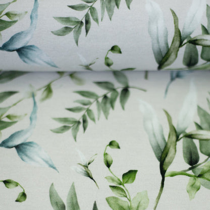Jersey de coton - branches d'eucalyptus 200 g/m²