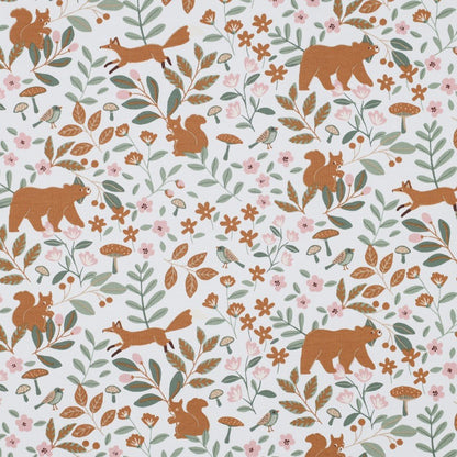 Jersey en coton - animaux de la forêt dans les feuilles 200 g/m²