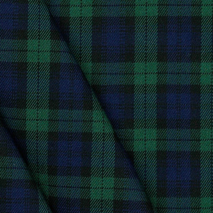 Suiting fabric - blue, green plaid 230 g/m²