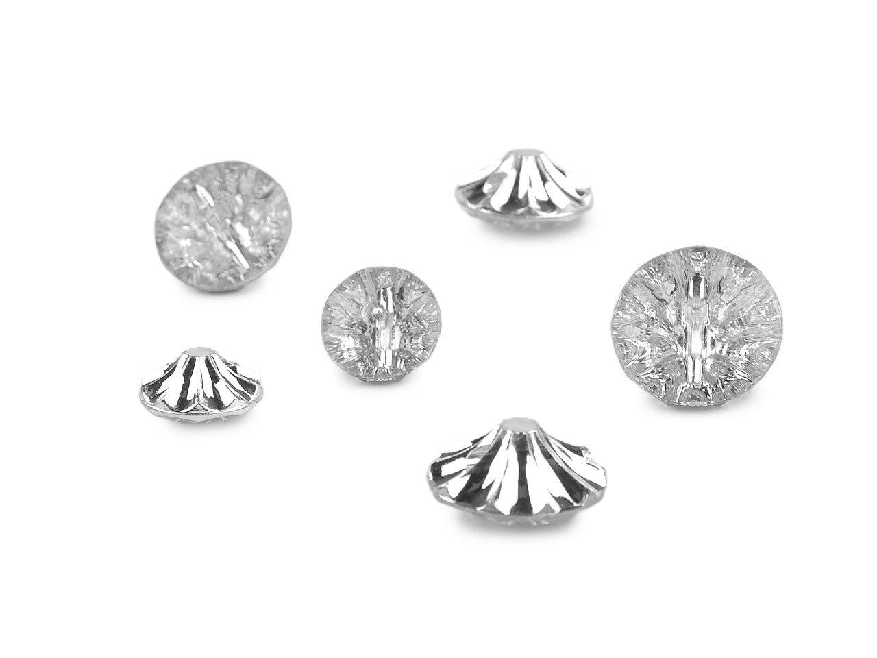 Image of crystal buttons with shank (various sizes) – available at Šarlotes audumi