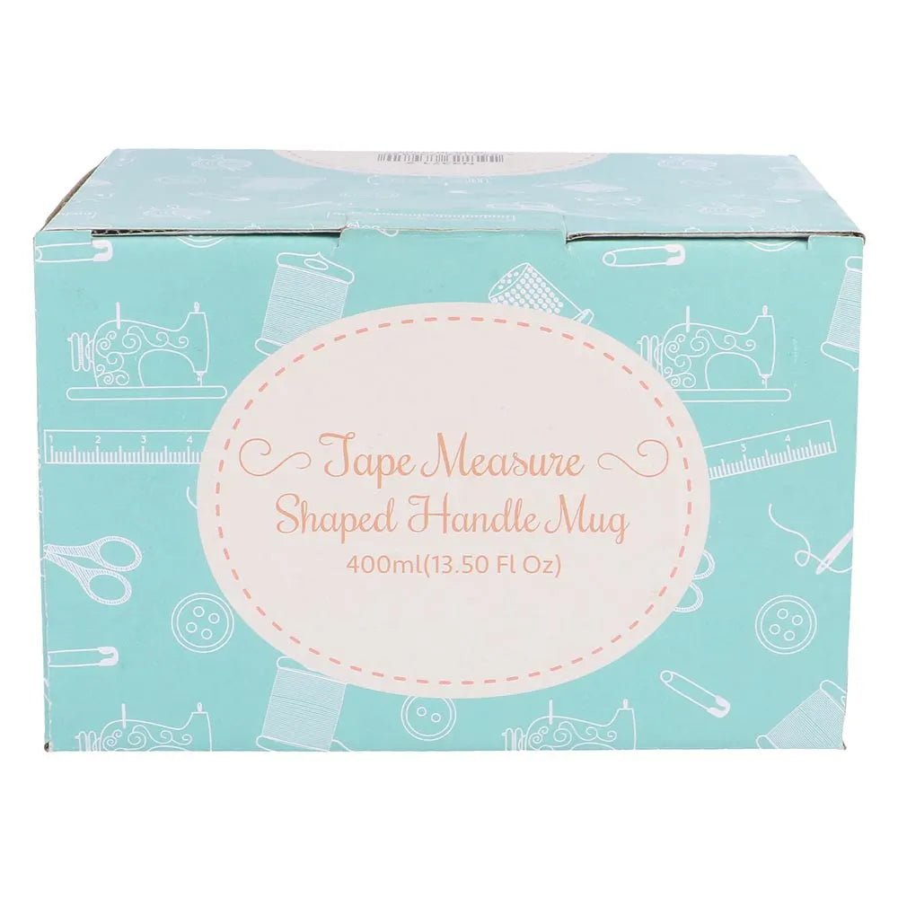 Tasse avec poignée en mètre ruban 500 ml, blanche/orange Sew Tasty – disponible chez Šarlotes audumi