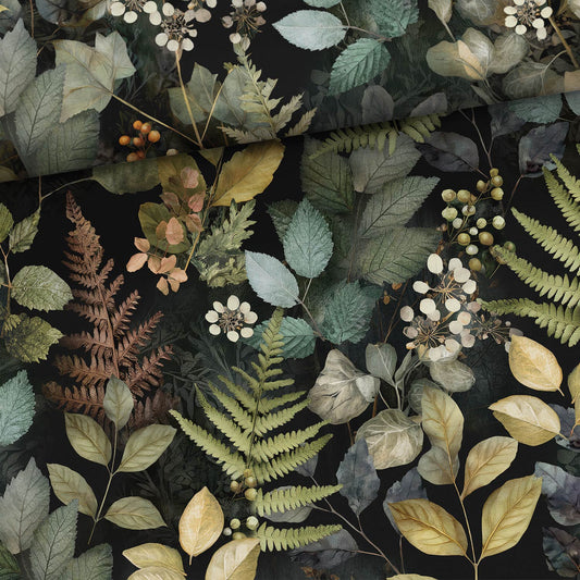 Medvilninis kilpinis trikotažas – nakties paparčiai 250 g/m²