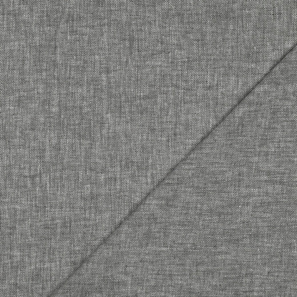Image de Lina et tissu en coton à motif chevrons – gris avec une légère nuance verte 170 g/m² – disponible chez Šarlotes audumi