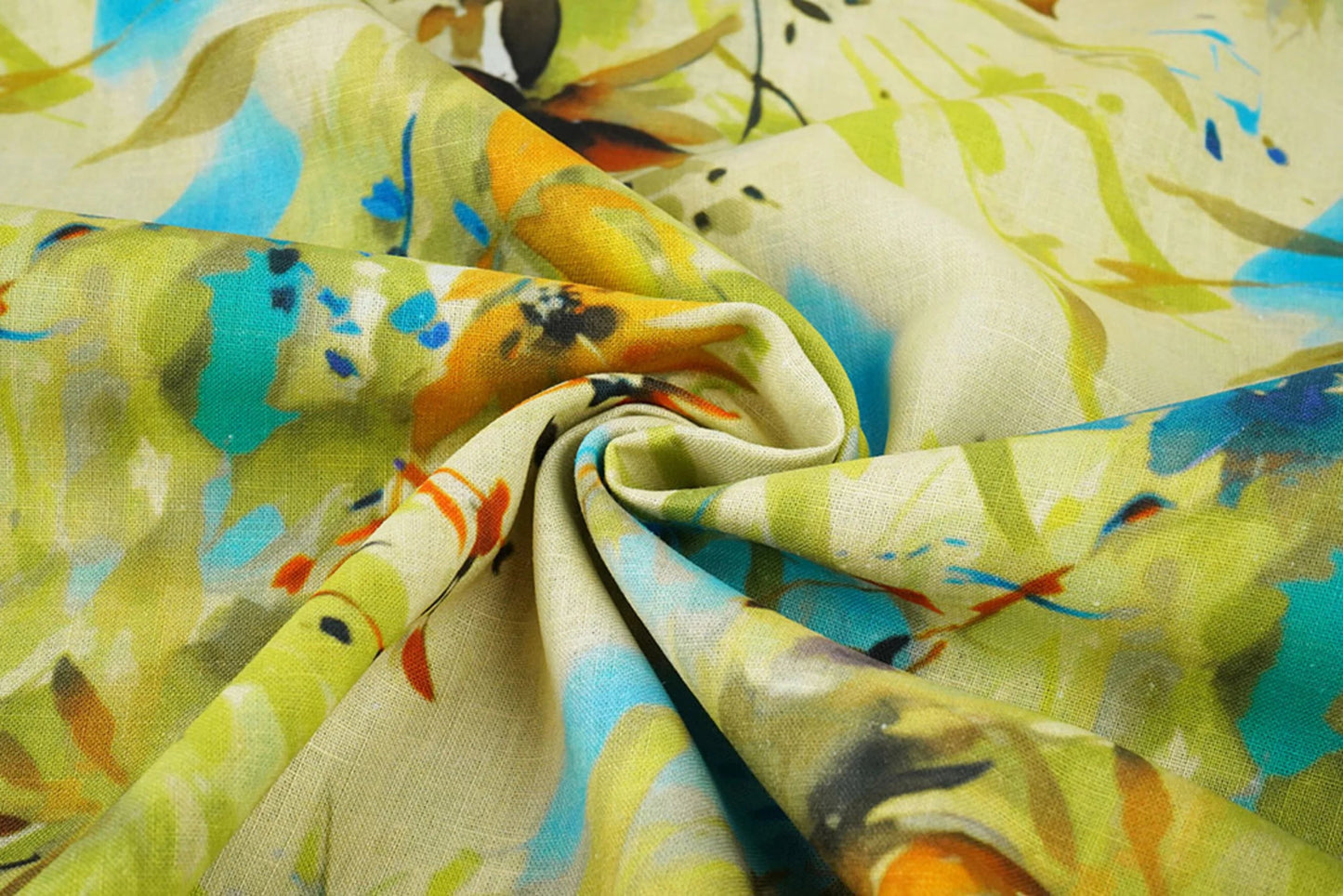 Attēls ar Lins ar kokvilnu - ziedu raksts 170 g/m² | viegls, elpojošs audums apģērbam un mājai – pieejams Šarlotes audumi