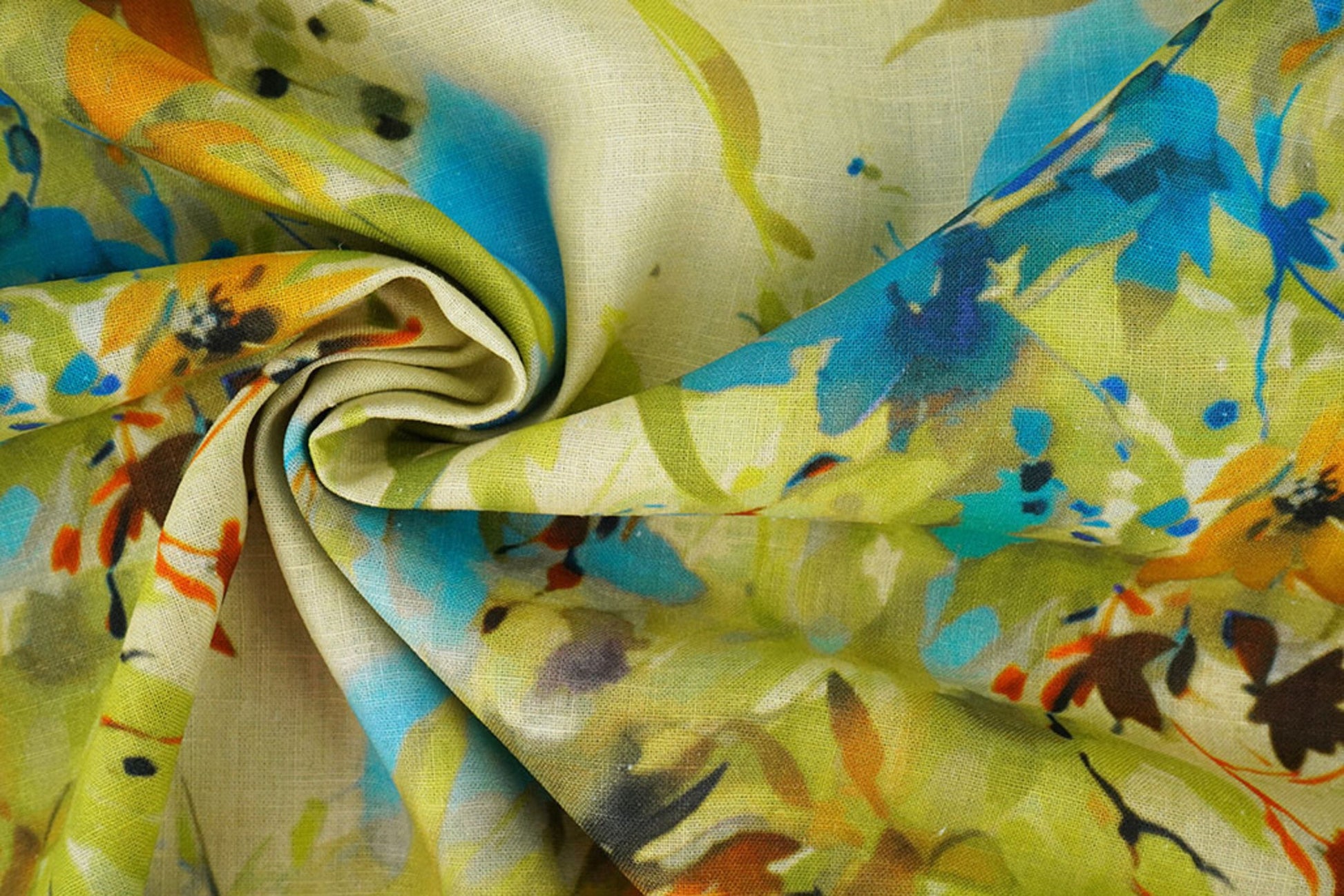 Attēls ar Lins ar kokvilnu - ziedu raksts 170 g/m² | viegls, elpojošs audums apģērbam un mājai – pieejams Šarlotes audumi