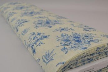 Image with linen and cotton - blue flowers 170 g/m² – available at Šarlotes audumi