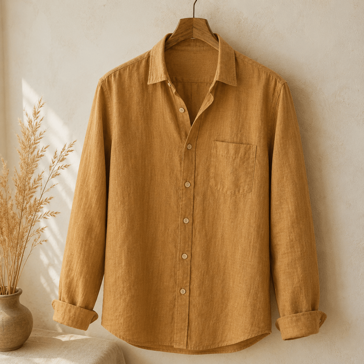 Image of linen with viscose in camel brown 185 g/m² – available at Šarlotes audumi