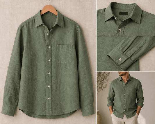 Image with linen and viscose - sage 185 g/m² – available at Šarlotes audumi