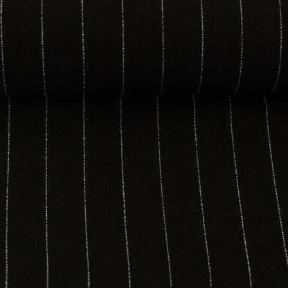 Lin mélangé à de la viscose - rayures sur fond noir 200 g/m²