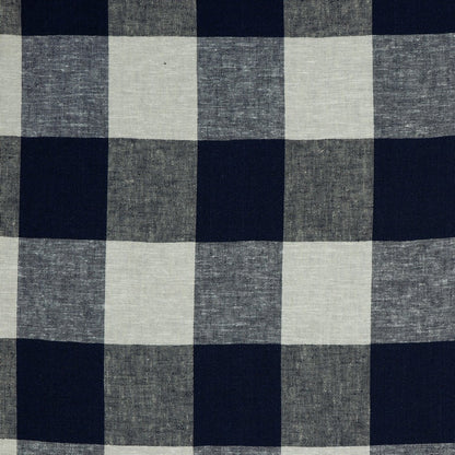 Lin et viscose - à carreaux bleu foncé 145 g/m²