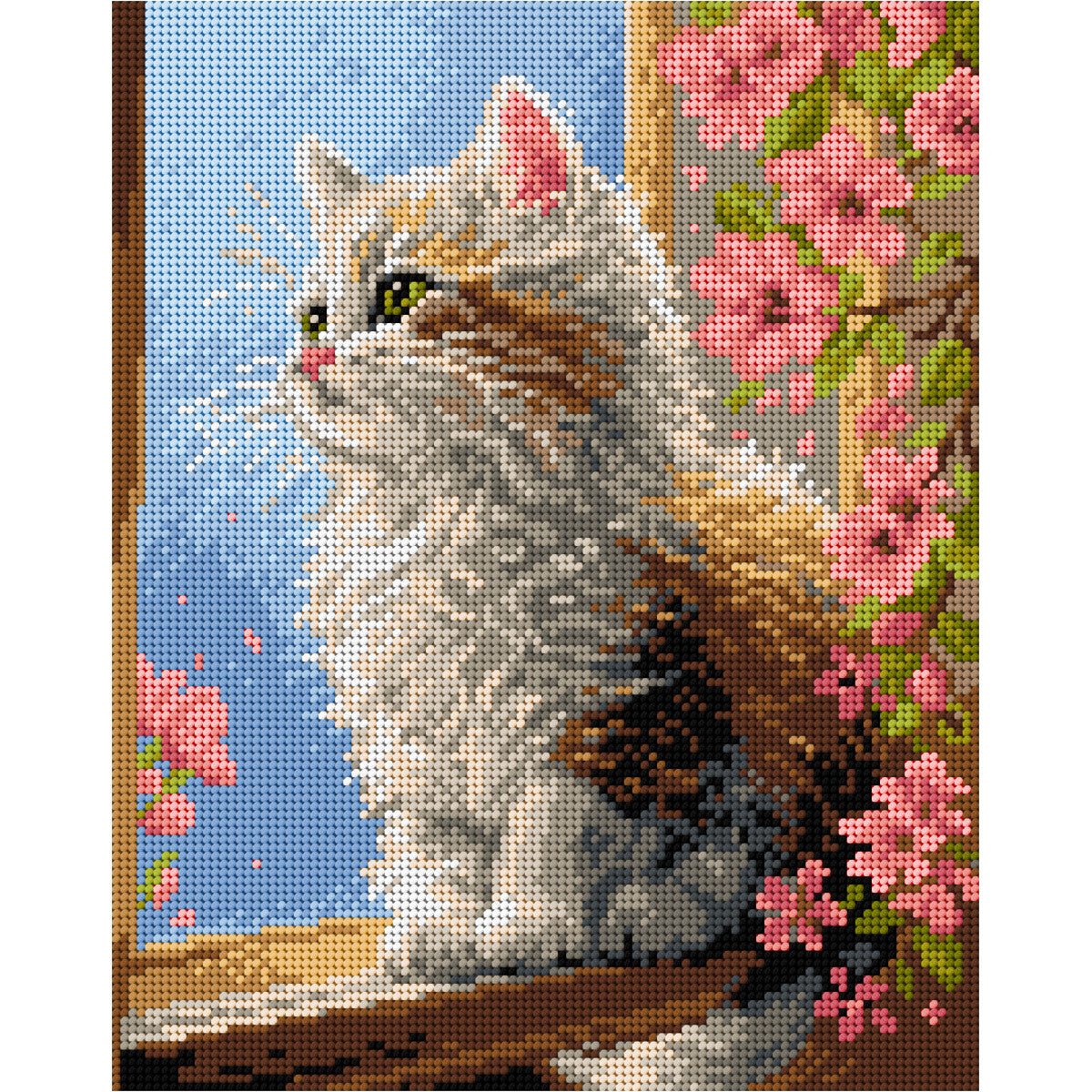 Siuvinėjimo rinkinys MALVINA – Katinas prie lango, 24 × 30 cm