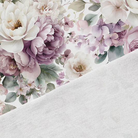 Kokvilnas cilpiņtrikotāža-akvareļu peoniju dārzs 250 g/m²