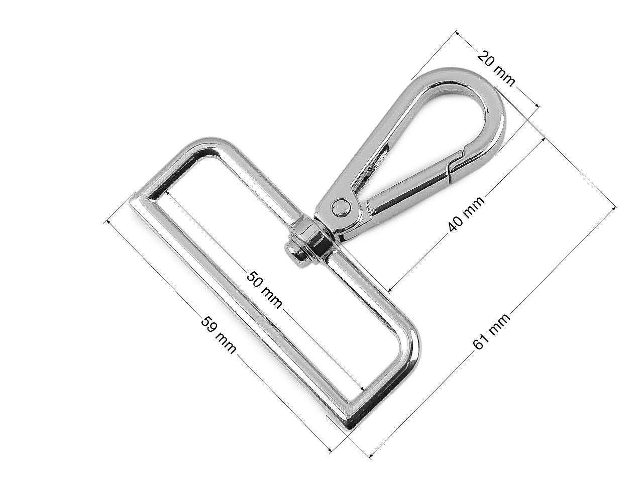 Attēls ar Metāla karabīne 50 mm - sudraba – pieejams Šarlotes audumi