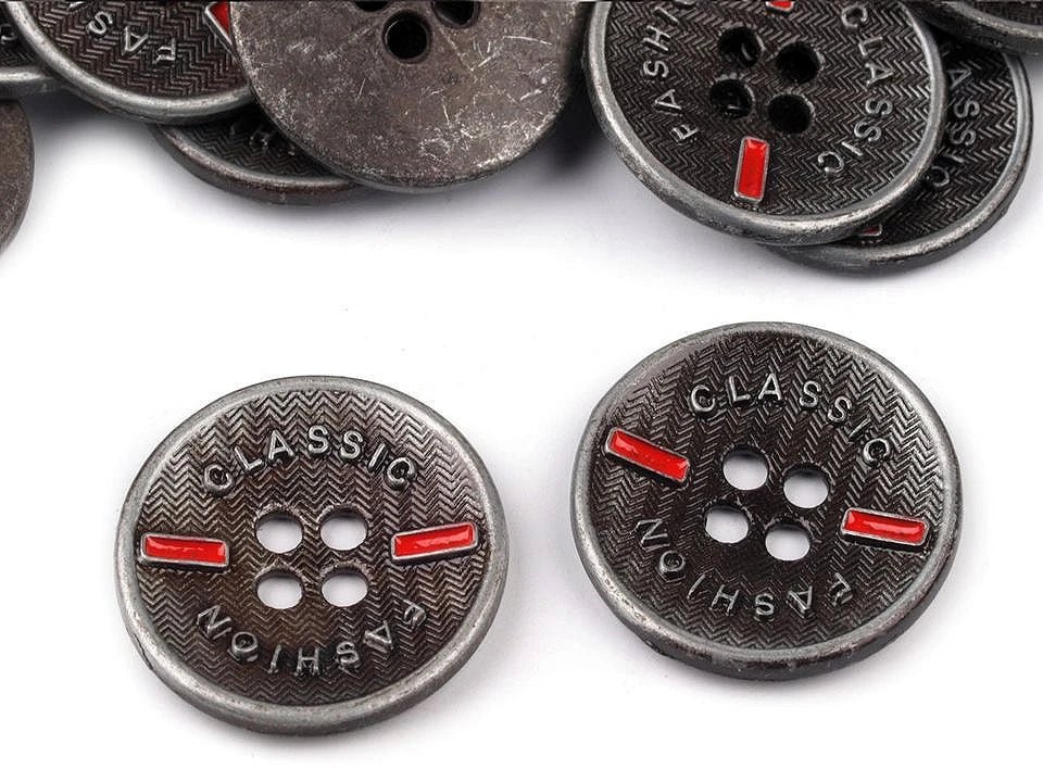 Attēls ar Metāla poga “Classic” - 16,5 vai 20,3 mm – pieejams Šarlotes audumi