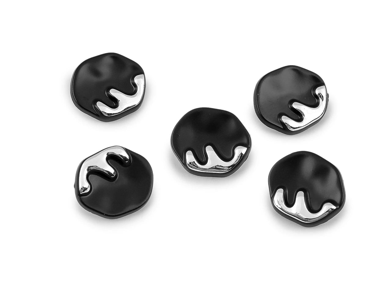Image with black metal shank buttons with accent, 23 mm – available at Charlotte's Fabrics