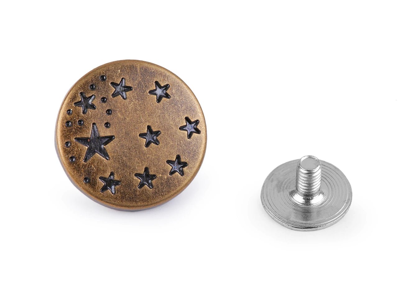 Image with metal screw-on jeans button Ø17 mm – available at Charlotte's Fabrics