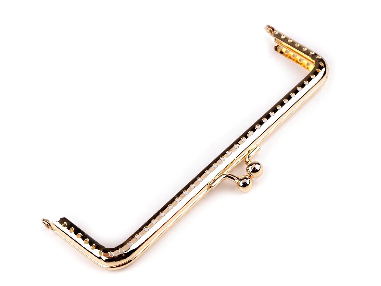 Attēls ar Metāla somiņas rāmis piešūšanai, 15,5 × 9 cm - rozā zelta tonis – pieejams Šarlotes audumi