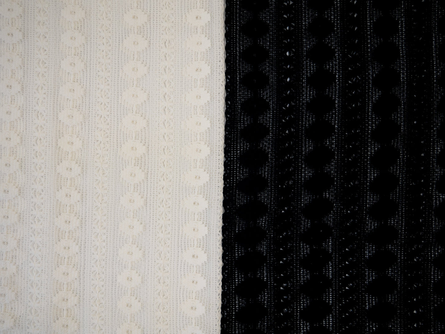 Image of lace fabric, warm white with a floral pattern – available online at Charlotte's Fabrics