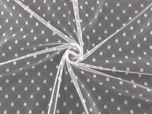 Image of soft dotted tulle - white 40 g/m², available at Šarlotes audumi