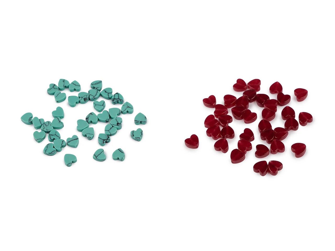 Attēls ar Minerāla un stikla sirds formas pērlītes Ø6 mm 35 gab.|dažādu toņu – pieejams Šarlotes audumi