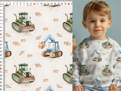 Image with Minky fleece (smooth) - tractors 220 g/m² – available at Šarlotes audumi
