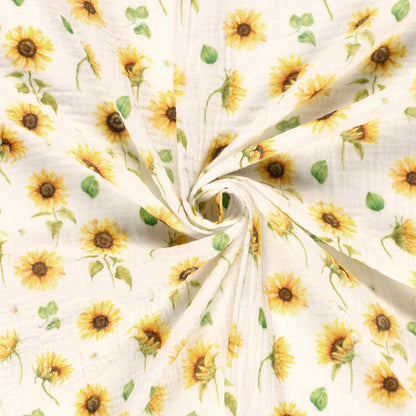Image de mousseline - tournesols 120 g/m² – disponible chez Šarlotes audumi