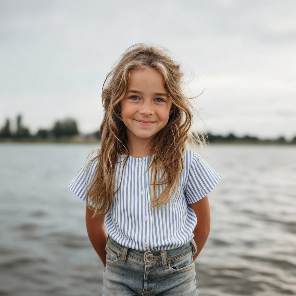 Attēls ar Muslīns - zilas līnijas 120 g/m² – pieejams Šarlotes audumi