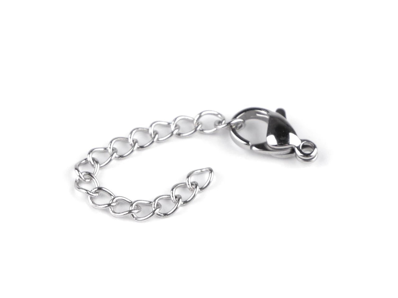 Stainless steel carabiner with extension chain 7 × 12 mm, 5 pcs – available online at Šarlotes audumi
