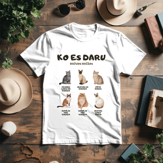 Attēls ar Organiskās kokvilnas T - krekls “Ko es daru brīvos brīžos” – pieejams Šarlotes audumi