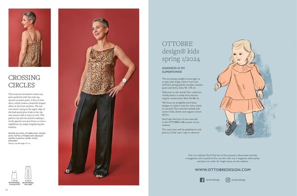 OTTOBRE design Woman 6/2023 – angliškas moteriškų drabužių iškarpų žurnalas – internetu galima įsigyti „Šarlotes audumi“